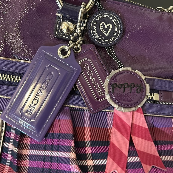 Coach PoppyTartan Glam Glitter Tote 15886 New - Picture 4 of 16